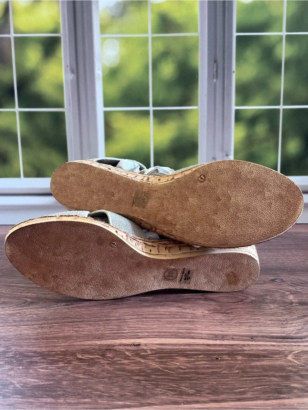 Charleston Shoe Co. Peachtree Core Linen Neutral Mini Wedge Stretch Sandal 10